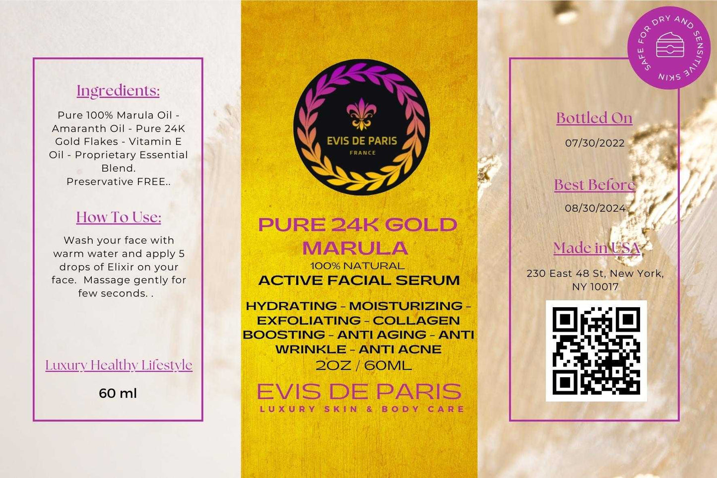 EVIS DE PARIS 24K Gold Marula Serum